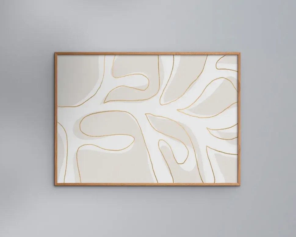 Abstract Twig White And Gold A5
