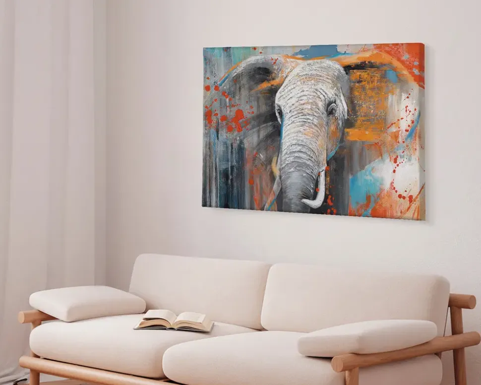 Billede Grunge elephant 80x120 cm