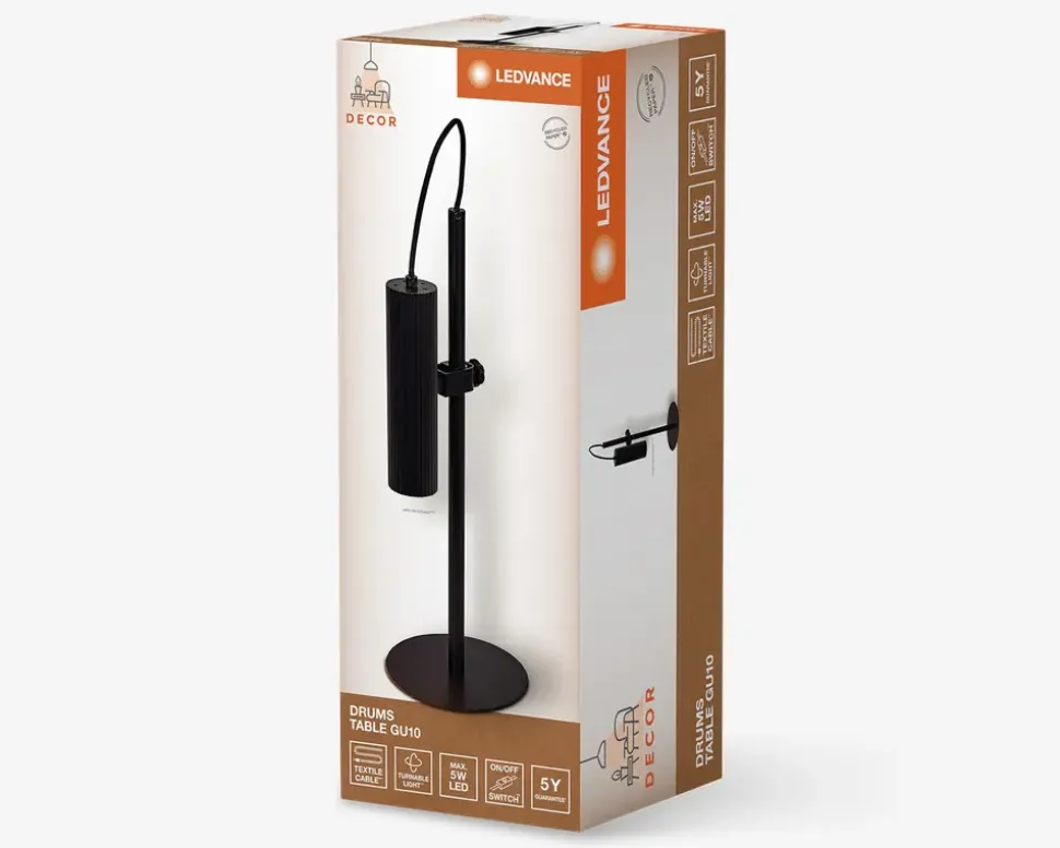 Bordlampe Drums sort H.49 cm