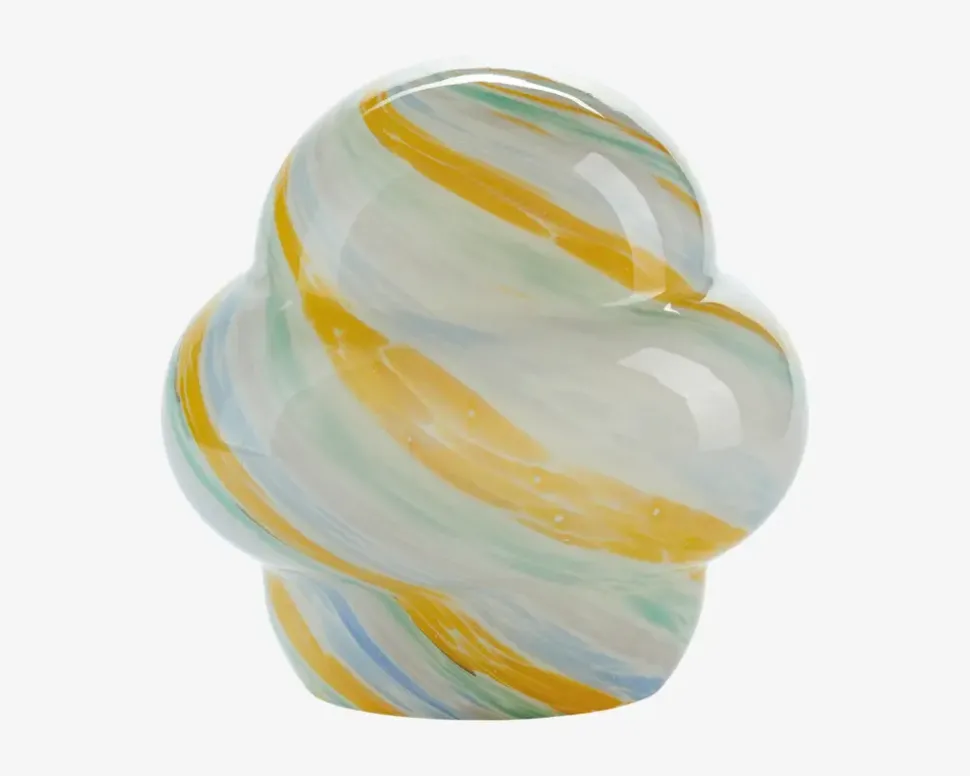 Bordlampe Stribet Gul/Hvid H.22 cm