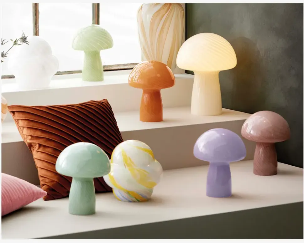 Bordlampe Stribet Gul/Hvid H.22 cm