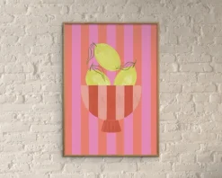 Bowl of lemons pink 30x40 cm