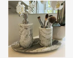 Bræt Marmor Grå/Grøn Ovalt L.30,5