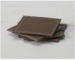 Coaster Brun PU 4 Stk. 10x10 cm