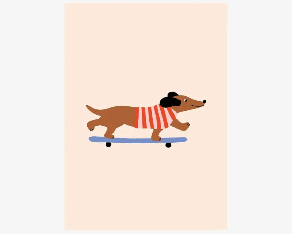 Dachshund on skateboard 30X40 cm