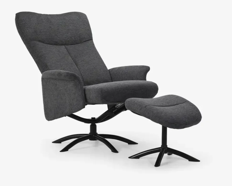 Drejestol Inkl. Fodskammel Grå