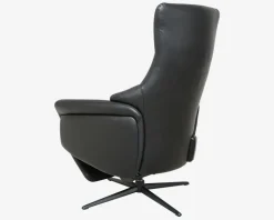 Drejestol m/Indbygget Fodskammel Sort Læder