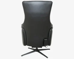 Drejestol m/Indbygget Fodskammel Sort Læder