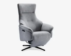 Drejestol m/indbygget fodskammel grå stof