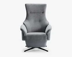 Drejestol m/indbygget fodskammel grå stof