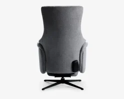 Drejestol m/indbygget fodskammel grå stof