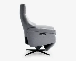 Drejestol m/indbygget fodskammel grå stof