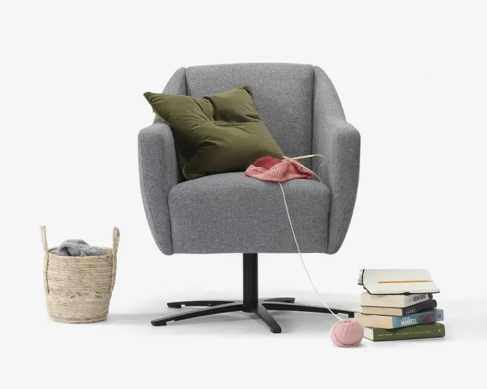 Drejestol Rate stof grå