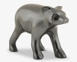 Figur bjørn koksgrå metal H.10,5 cm