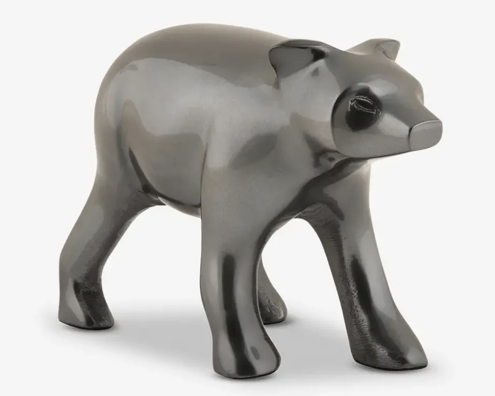 Figur bjørn koksgrå metal H.10,5 cm
