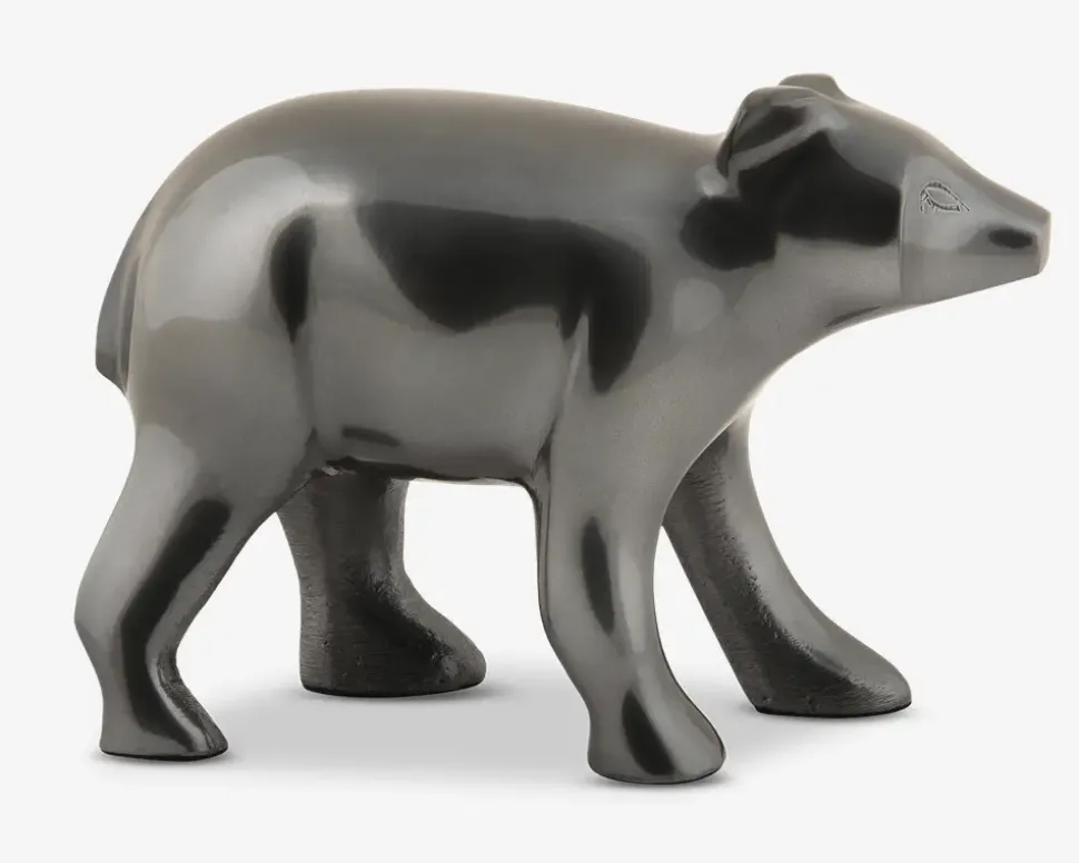 Figur bjørn koksgrå metal H.10,5 cm