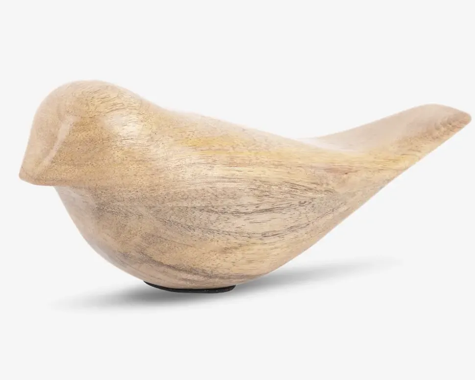 Figur fugl lys natur H.9,5 cm