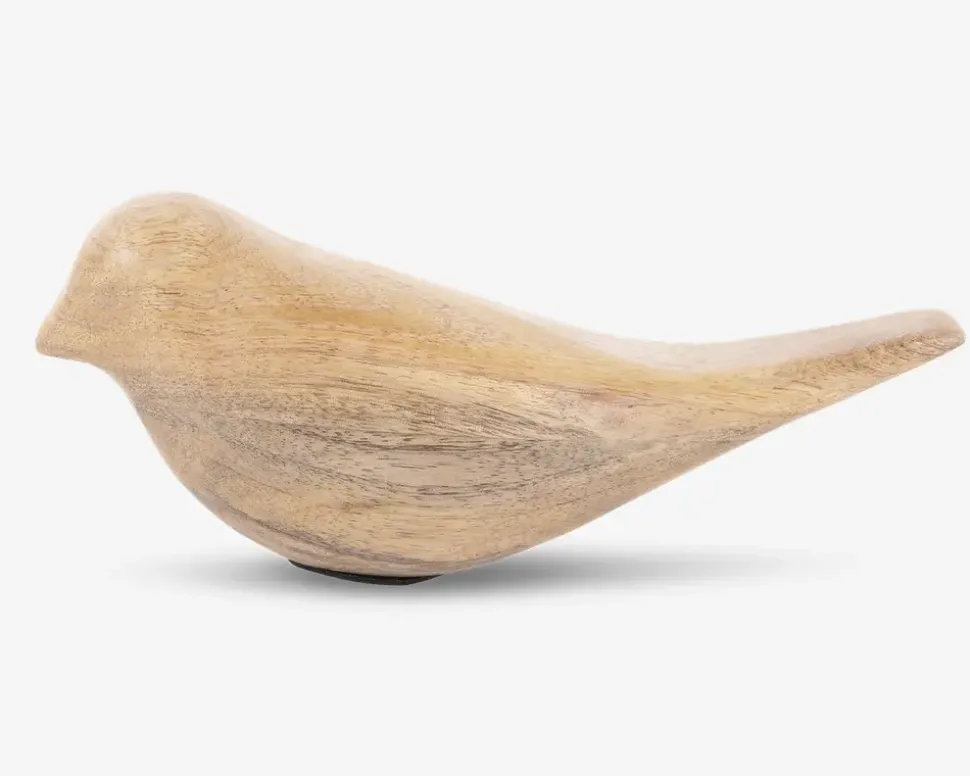 Figur fugl lys natur H.9,5 cm