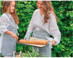 Forklæde med lomme blå/hvid 58x85 cm