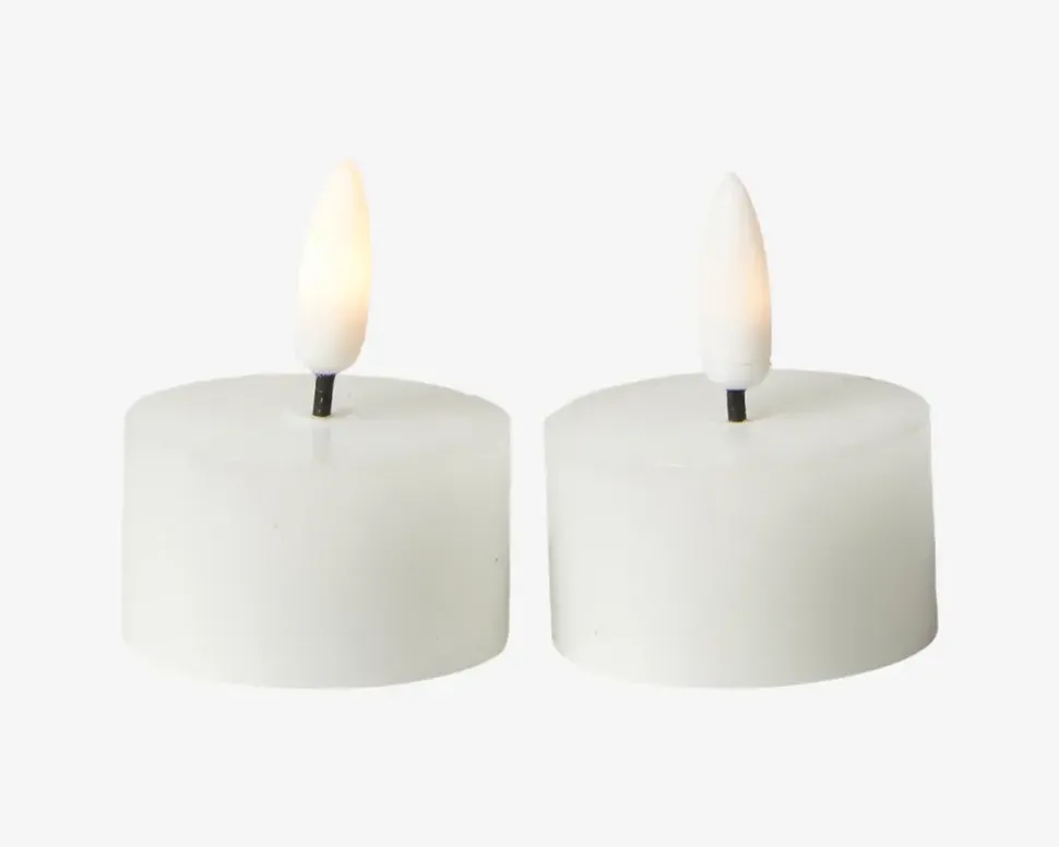 Fyrfadslys 2Stk Led Hvid Ø.7cm