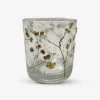 Fyrfadsstage glas m/blomster H.8 cm