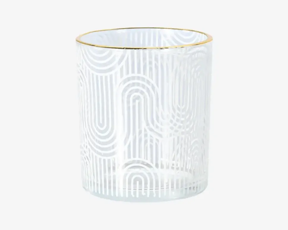 Fyrfadsstage Glas M/Guldkant Ass.Design