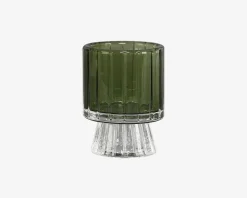 Fyrfadsstage Grøn Glas H.8 cm