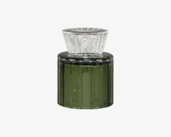 Fyrfadsstage Grøn Glas H.8 cm