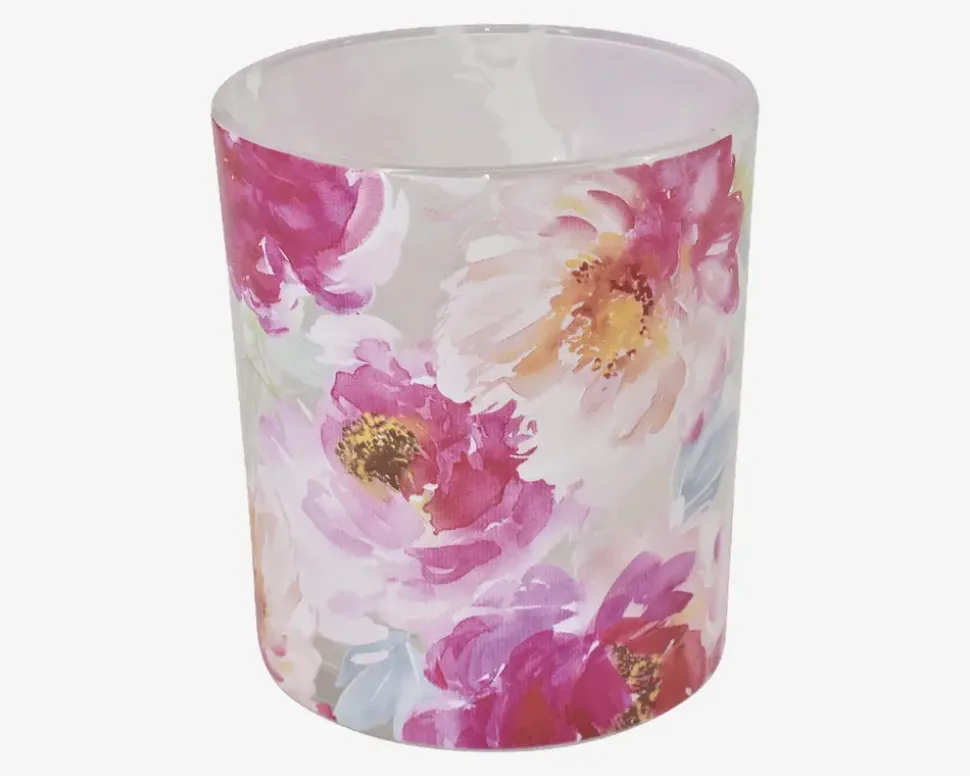 Fyrfadsstage Med Blomsterprint H. 8 cm