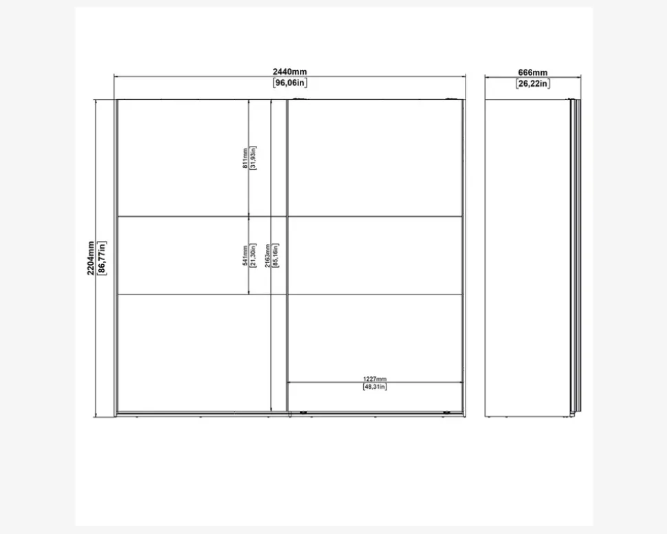 Garderobeskab Case grå B. 244 x H. 221 cm