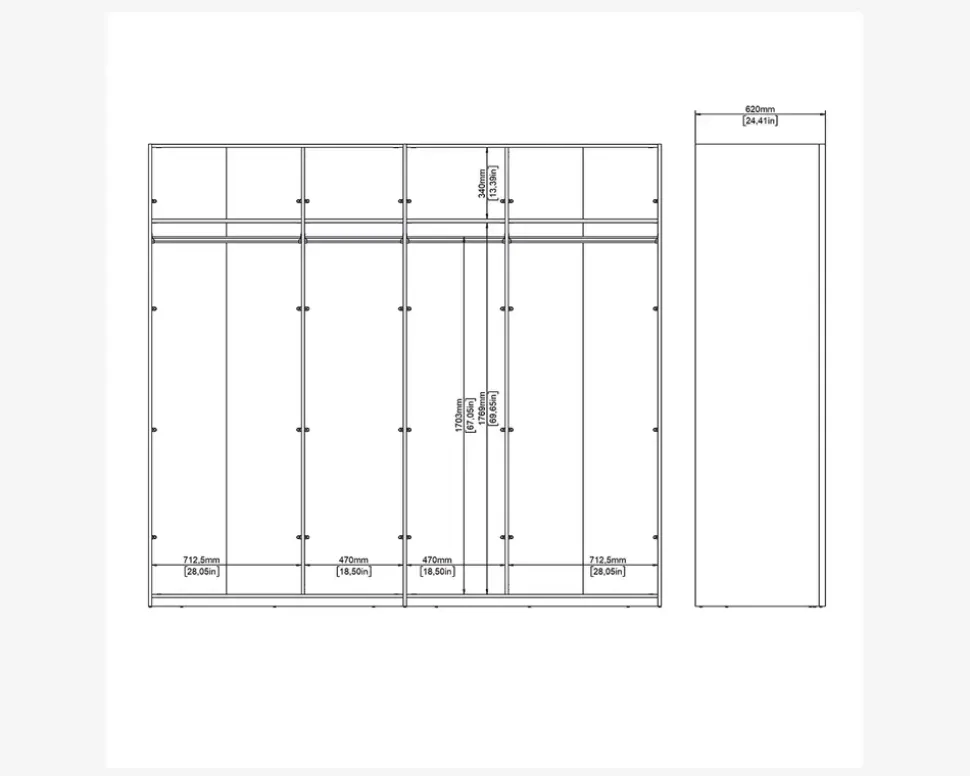 Garderobeskab Case grå B. 244 x H. 221 cm