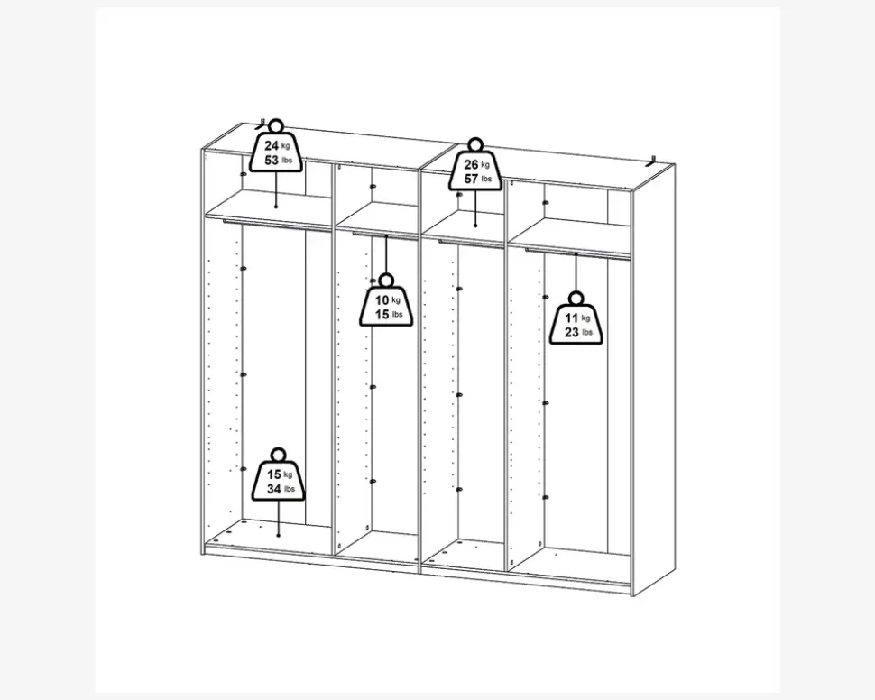 Garderobeskab Case grå B. 244 x H. 221 cm