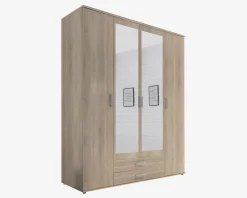 Garderobeskab i eg med 4 låger og 2 skuffer