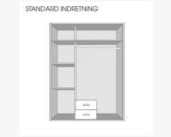 Garderobeskab m. 3 låger og 2 skuffer