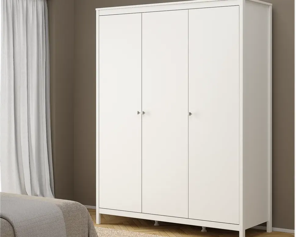 Garderobeskab Madrid hvid med 3 låger