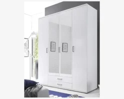 Garderobeskab med 4 låger og 2 skuffer i hvid