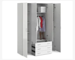 Garderobeskab Space m. 4 låger og 3 Skuffer
