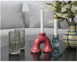 Glas Organisk form Grå H.13,5 cm