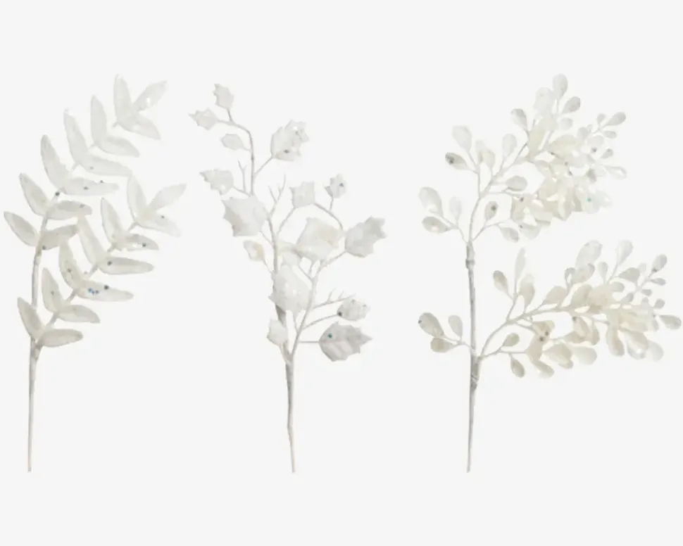 Gren Hvid Glitter 2stk H.30cm