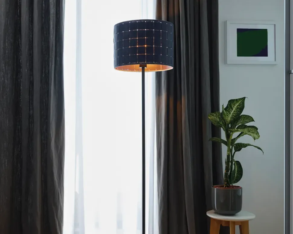 Gulvlampe filt vævet grå H.156 cm