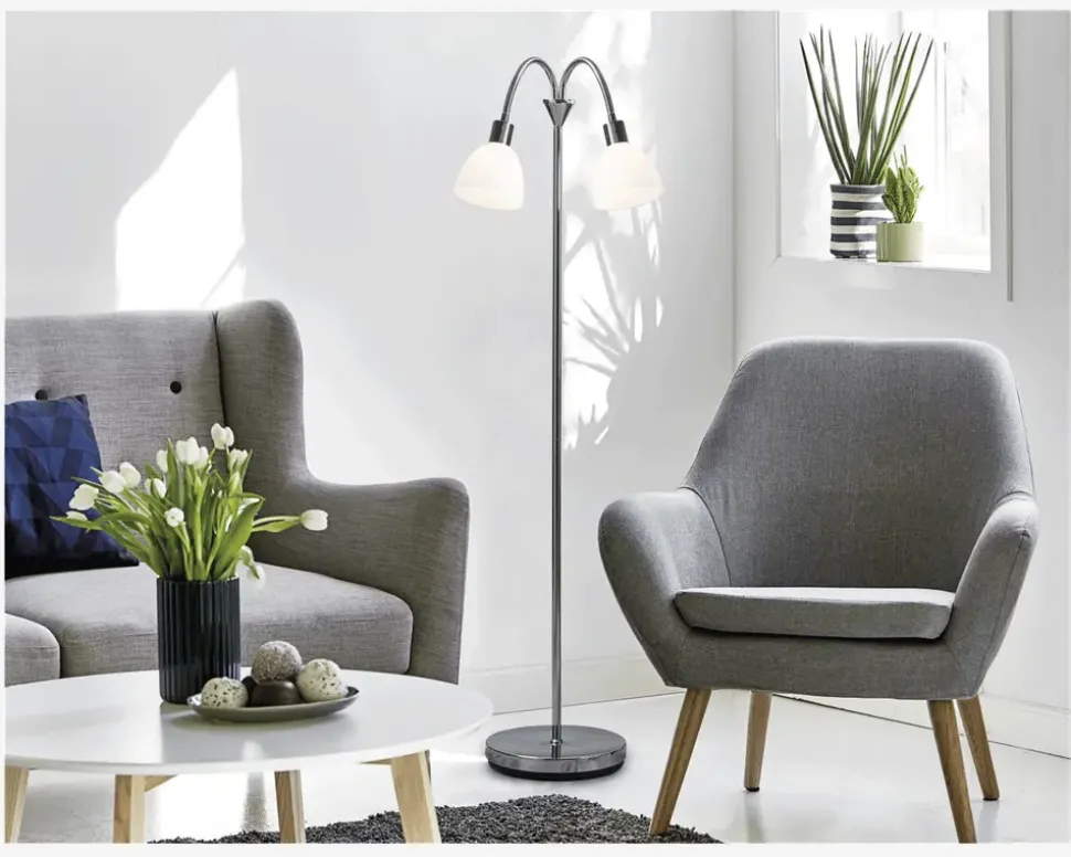 Gulvlampe Ray dobbelt H.155 cm