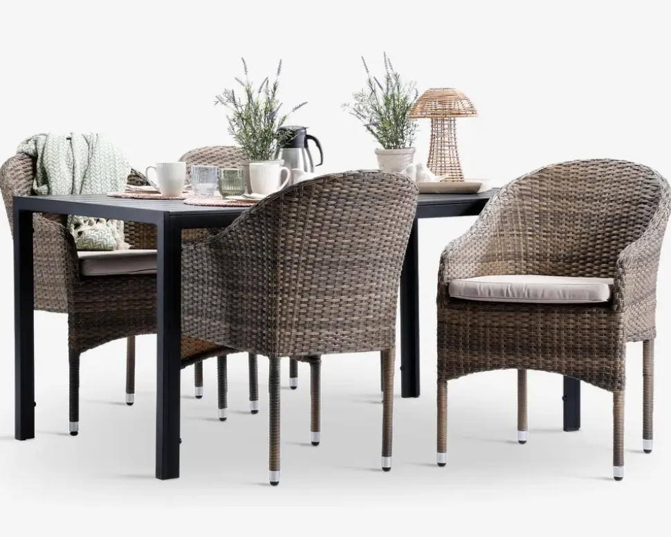 Havebord sort nonwood 90x150 cm