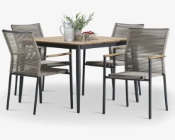 Havebord teak/aluminium 100x100 cm