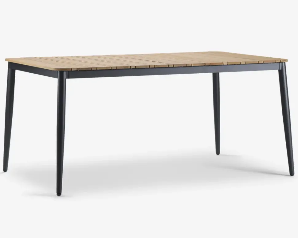 Havebord teak/aluminium 100x160 cm