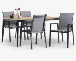 Havebord teak/aluminium 100x160 cm