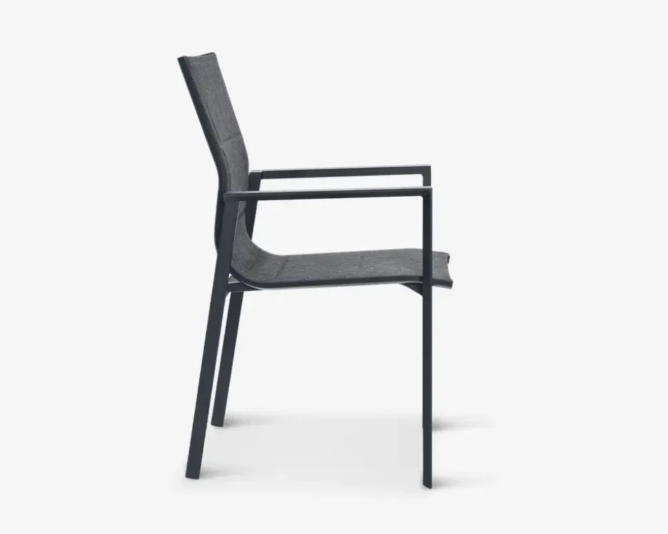 Havestol i grå textiline/antracit stel