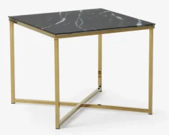 Hjørnebord m/Glasplade Messing/Sort