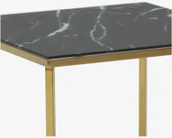 Hjørnebord m/Glasplade Messing/Sort