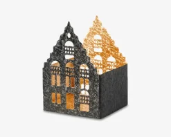 Hus t/fyrfadslys metal 7x7x10 cm