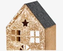 Hus t/fyrfadslys metal 7x5x12 cm